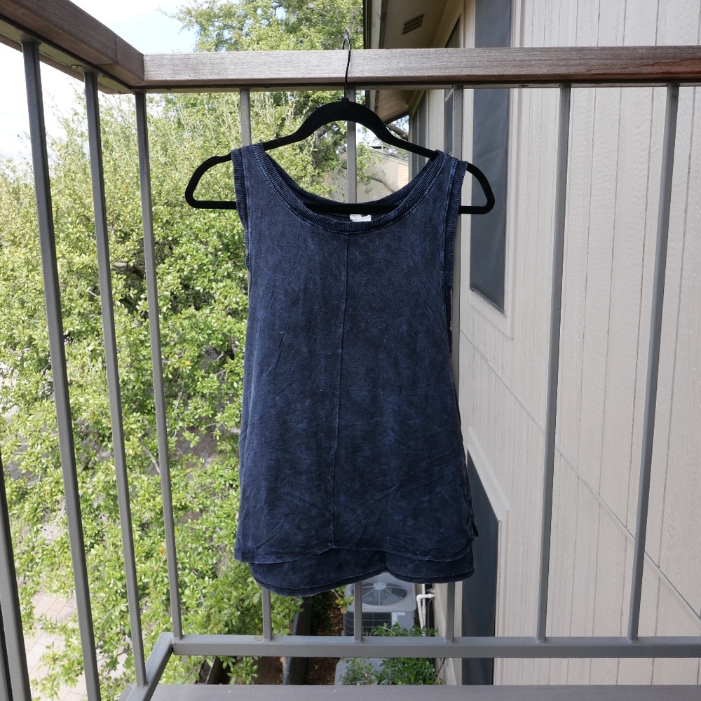 Free People Navy Blue Washed Tank Top